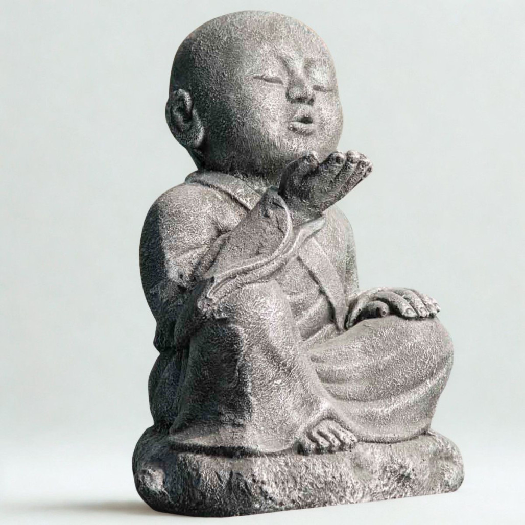 Estatua Monje Shaolín gris | Decoración zen interior Estatua Monje Shaolín gris | Decoración zen interior