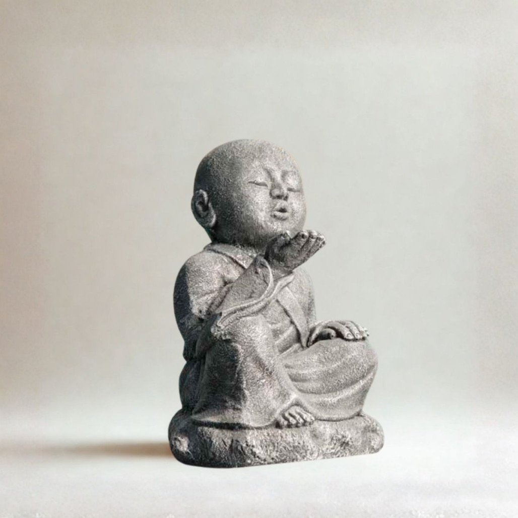 Estatua Monje Shaolín gris | Decoración zen interior Estatua Monje Shaolín gris | Decoración zen interior