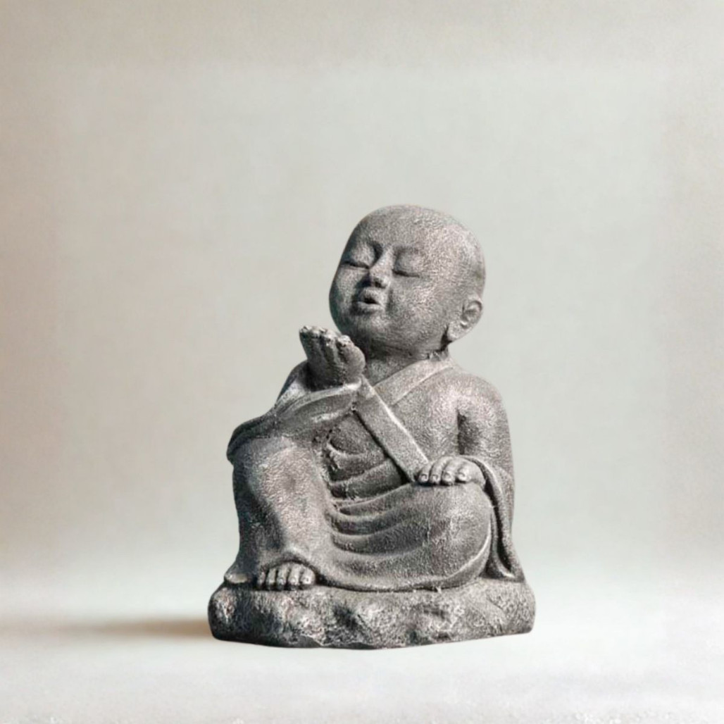 Estatua Monje Shaolín gris | Decoración zen interior Estatua Monje Shaolín gris | Decoración zen interior