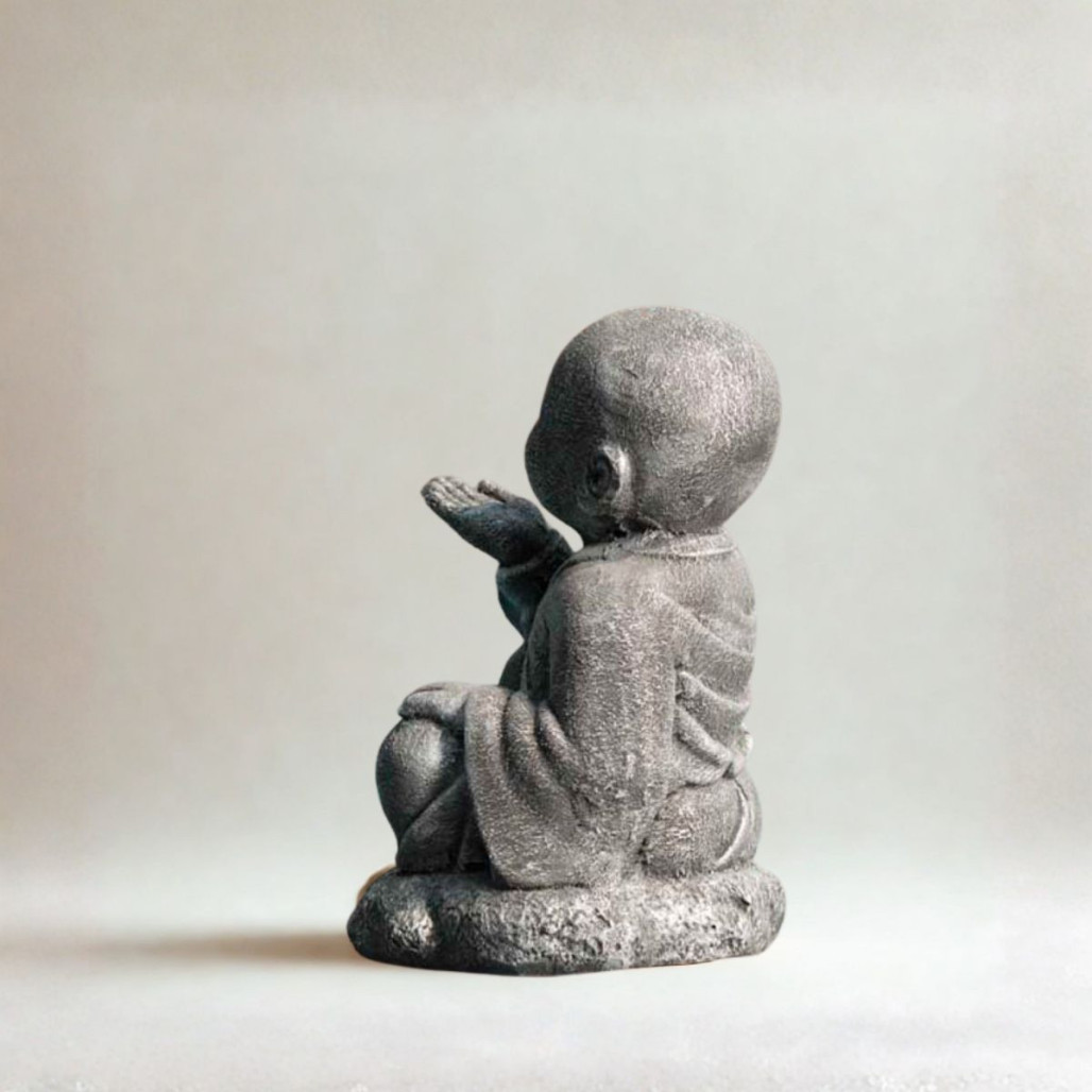 Estatua Monje Shaolín gris | Decoración zen interior Estatua Monje Shaolín gris | Decoración zen interior