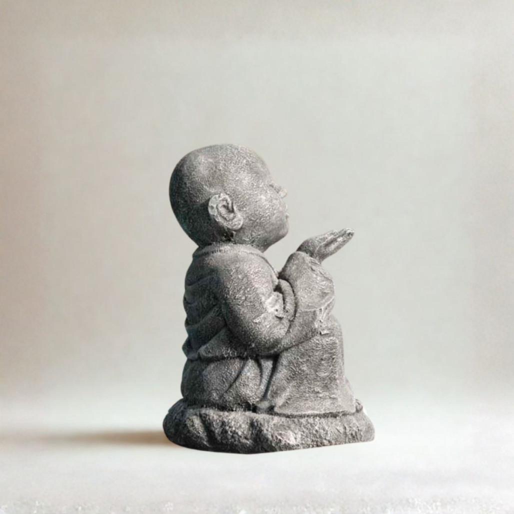 Estatua Monje Shaolín gris | Decoración zen interior Estatua Monje Shaolín gris | Decoración zen interior