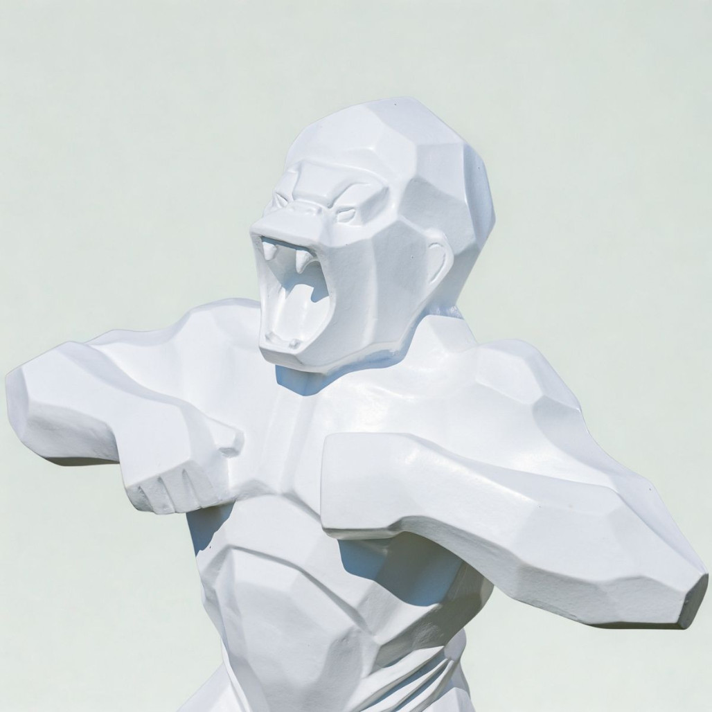 Estatua gorila origami blanca | Decoración interior moderna Estatua gorila origami blanca | Decoración interior moderna