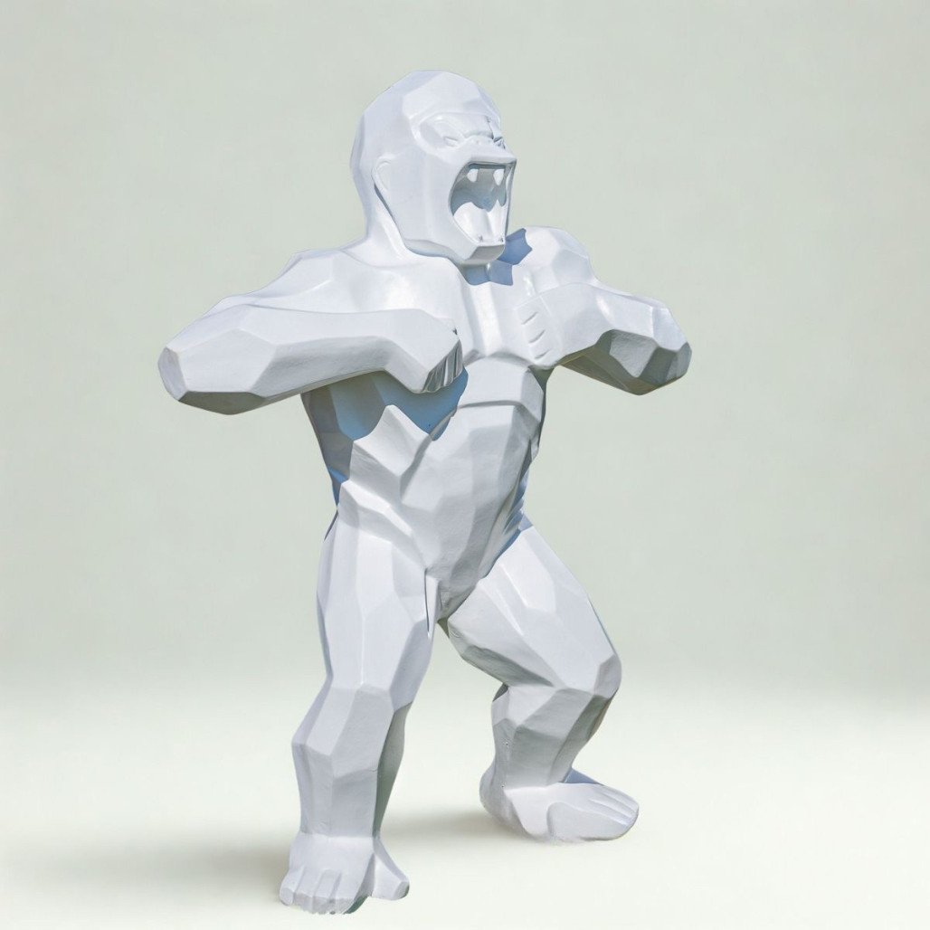 Estatua gorila origami blanca | Decoración interior moderna Estatua gorila origami blanca | Decoración interior moderna
