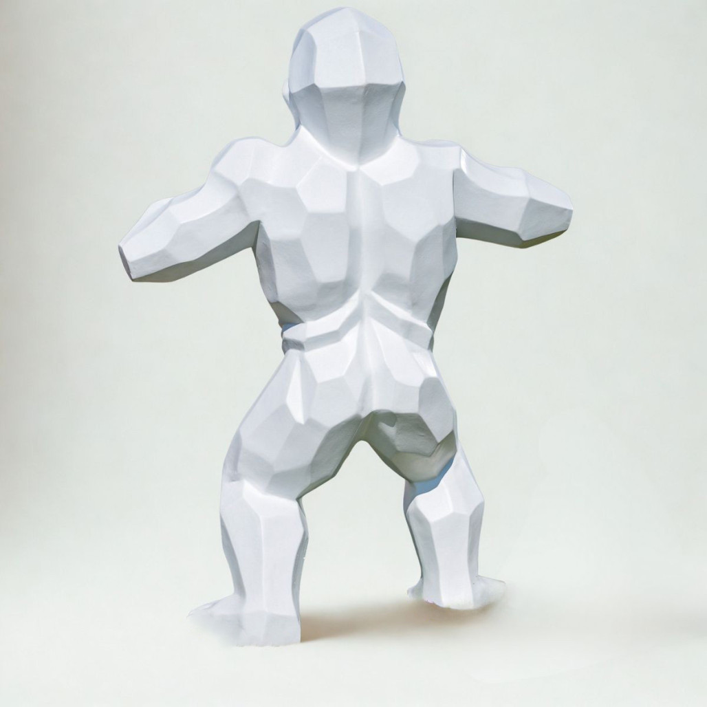 Estatua gorila origami blanca | Decoración interior moderna Estatua gorila origami blanca | Decoración interior moderna