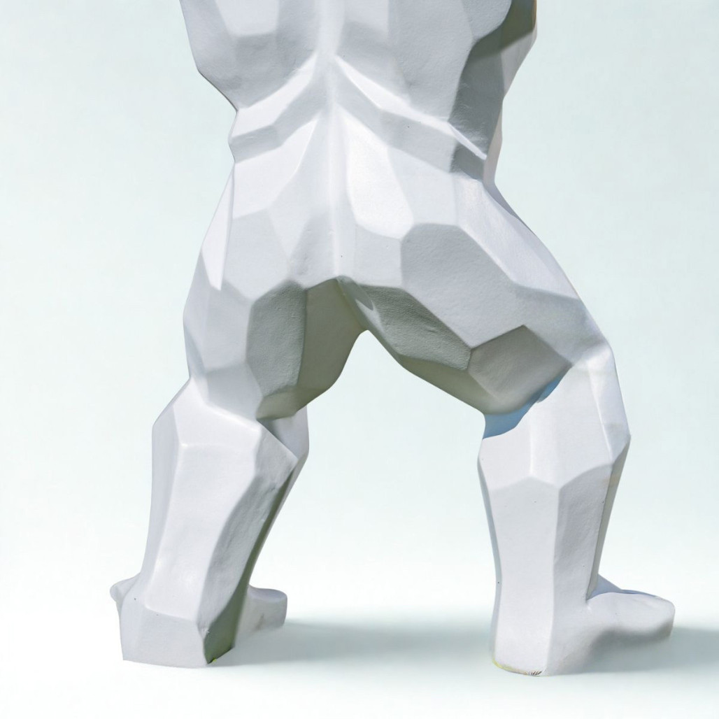 Estatua gorila origami blanca | Decoración interior moderna Estatua gorila origami blanca | Decoración interior moderna
