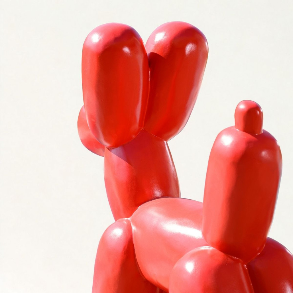 Estatua perro globo rojo | Decoración interior pop