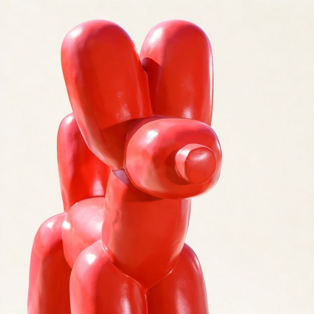 Estatua perro globo rojo | Decoración interior pop