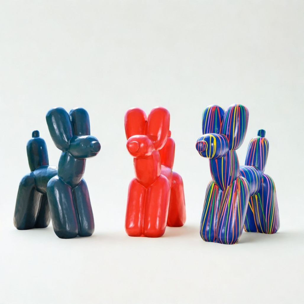 Estatua perro globo rojo | Decoración interior pop