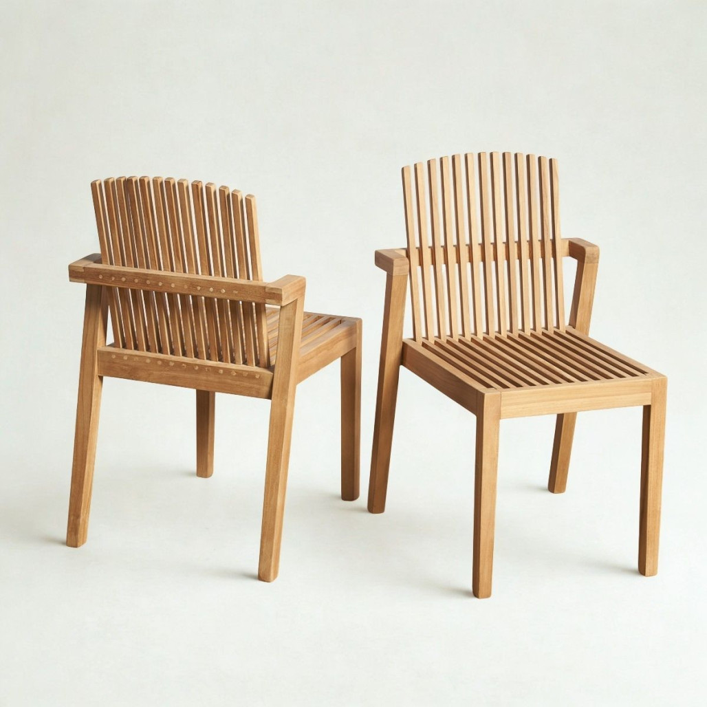 Silla apilable de teca | Mueble interior natural Silla apilable de teca | Mueble interior natural