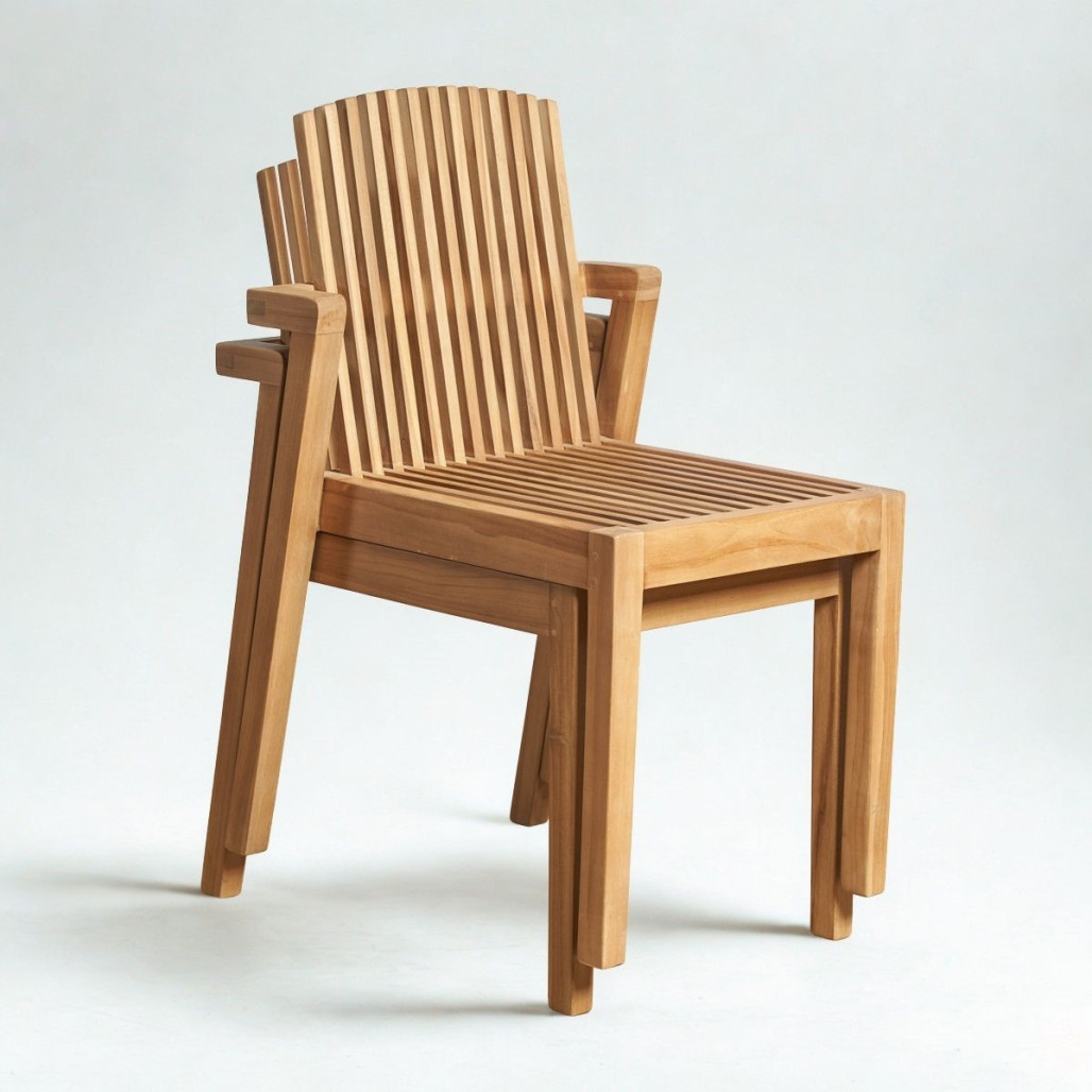 Silla apilable de teca | Mueble interior natural Silla apilable de teca | Mueble interior natural