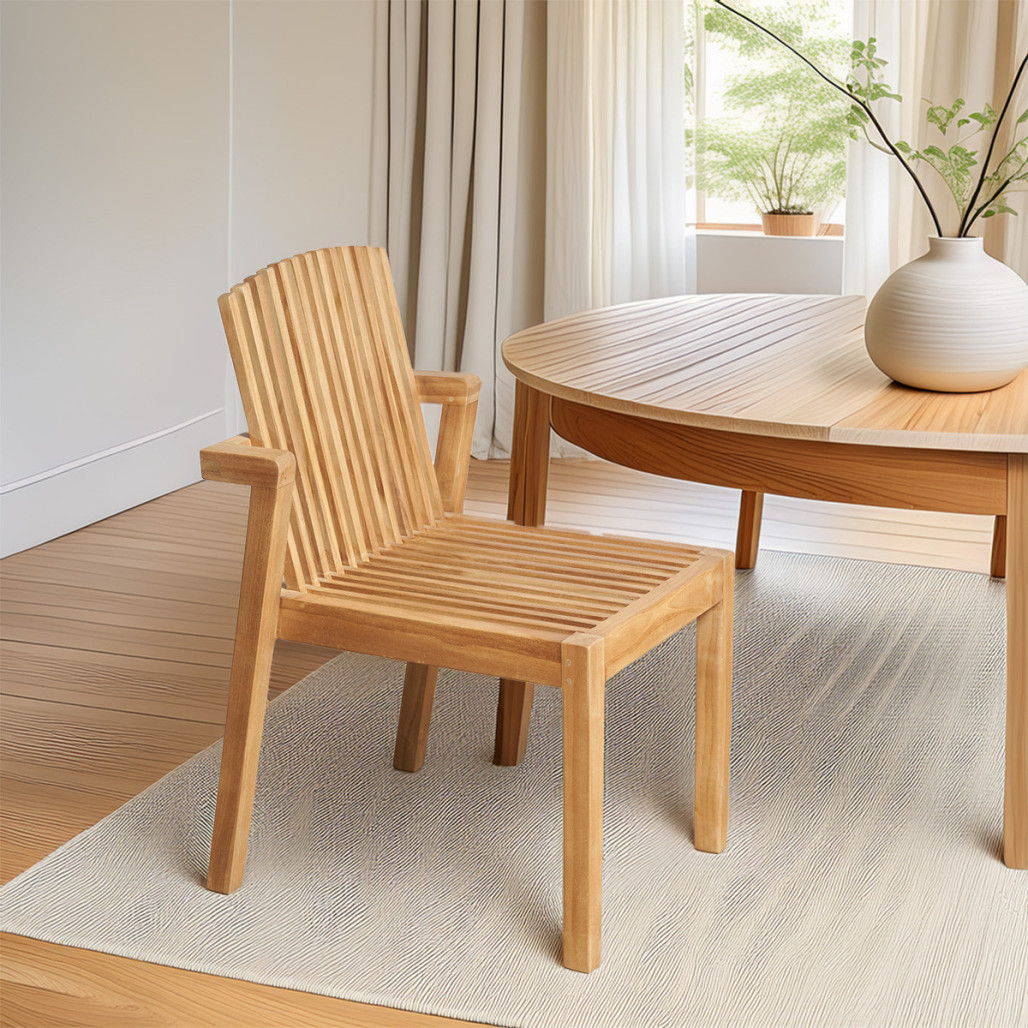 Silla apilable de teca | Mueble interior natural Silla apilable de teca | Mueble interior natural