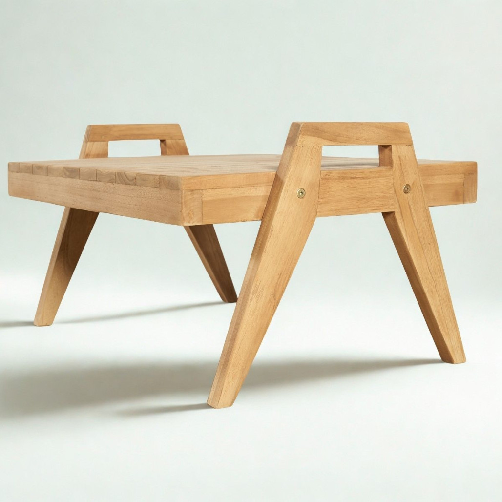 Mesita auxiliar de teca | Diseño natural y cálido Mesita auxiliar de teca | Diseño natural y cálido