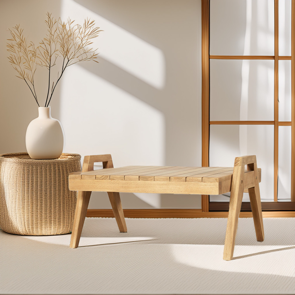 Mesita auxiliar de teca | Diseño natural y cálido Mesita auxiliar de teca | Diseño natural y cálido