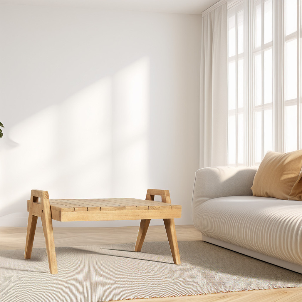 Mesita auxiliar de teca | Diseño natural y cálido Mesita auxiliar de teca | Diseño natural y cálido