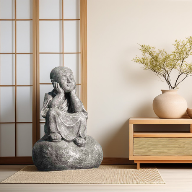 Estatua Monje Shaolín pensativo | Decoración zen interior