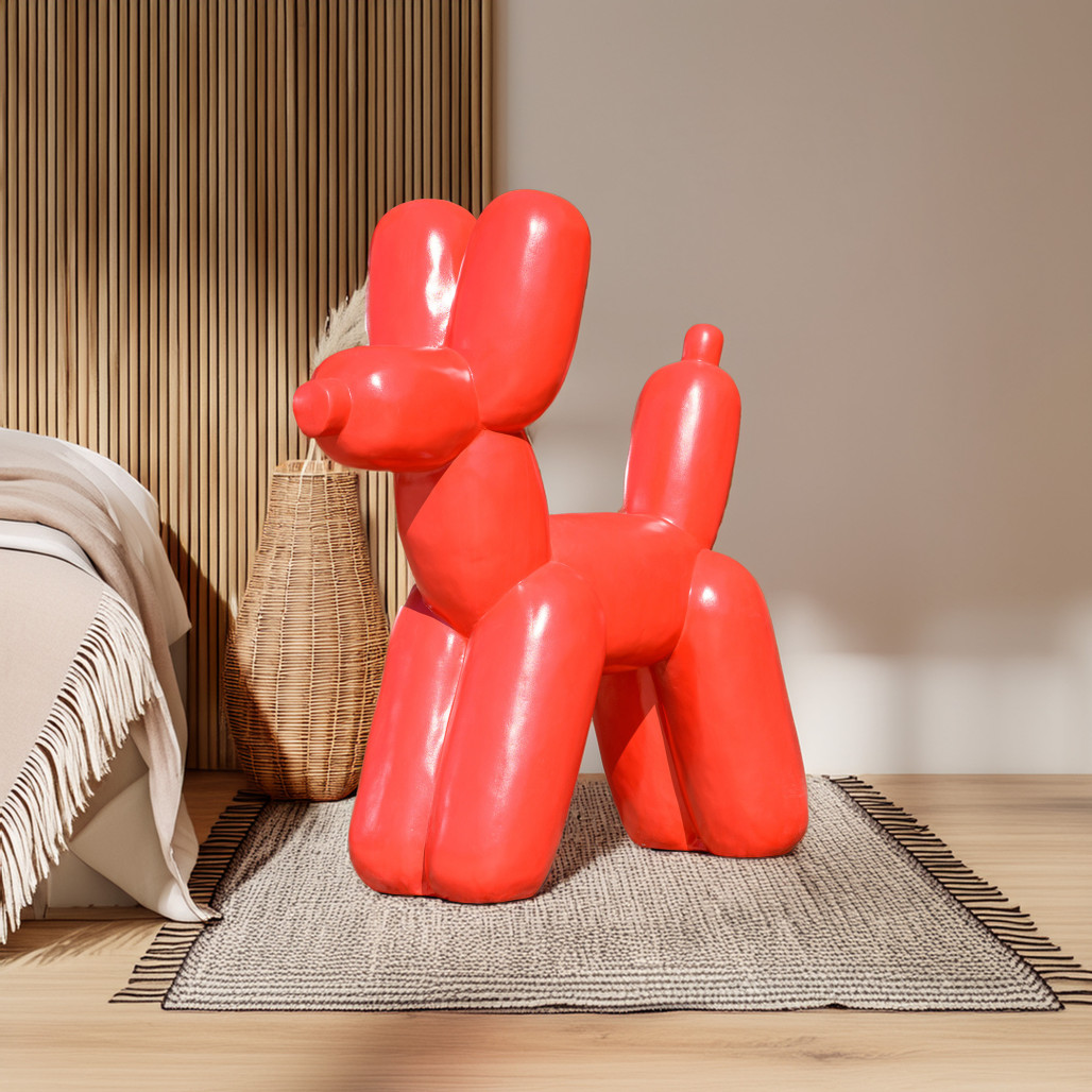 Estatua perro globo rojo | Decoración interior pop