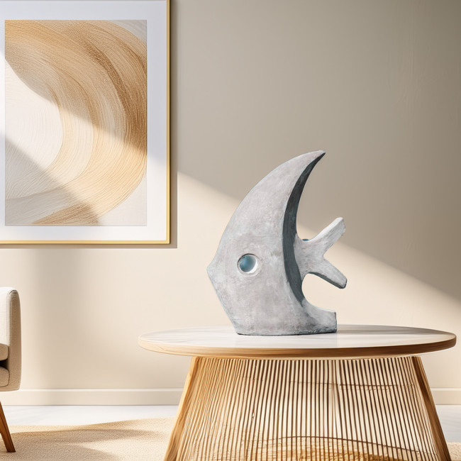 Escultura pez gris 50 cm | Decoración interior moderna