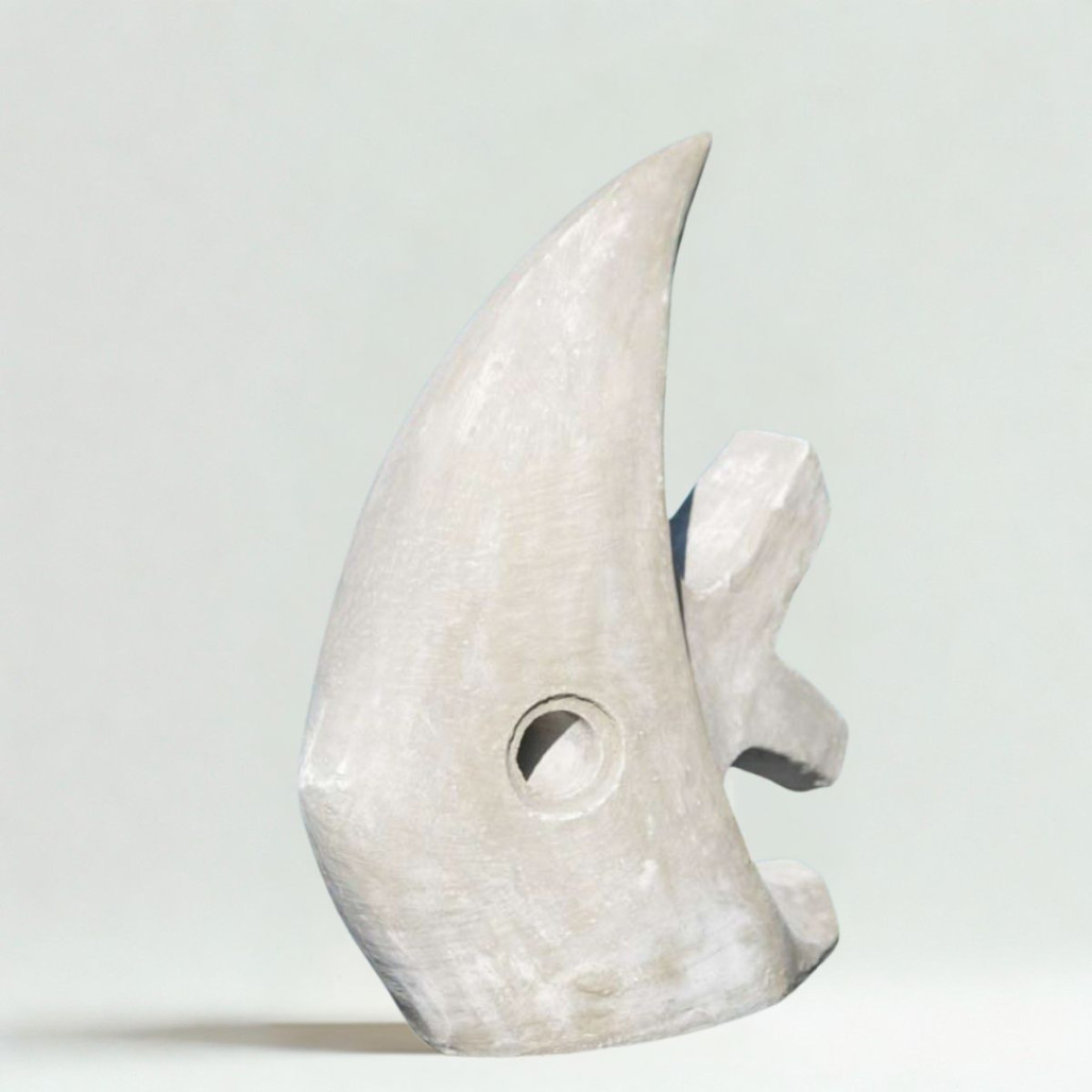 Escultura pez gris 78 cm | Decoración interior moderna