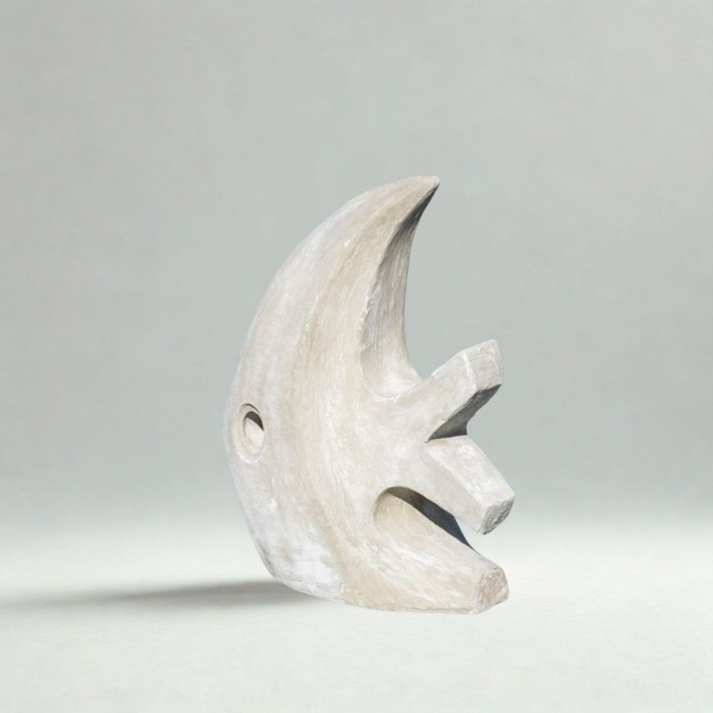 Escultura pez gris 78 cm | Decoración interior moderna