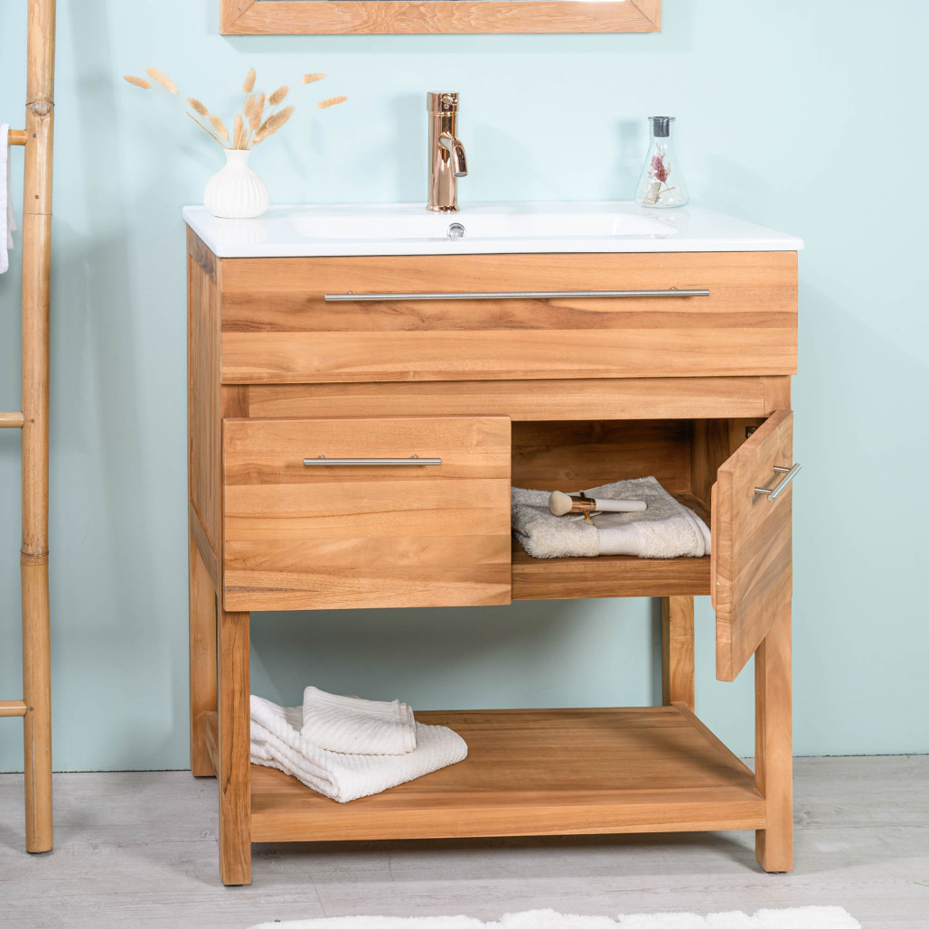 Mueble de baño de teca y cerámica Bagster - Cuarto de baño - Wanda collection