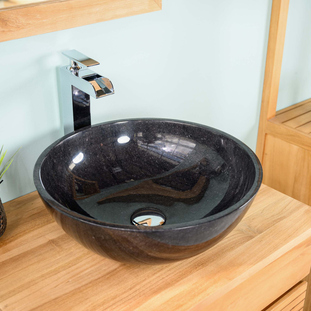 Lavabo encimera de mármol negro cuarto de baño Léa 40 cm