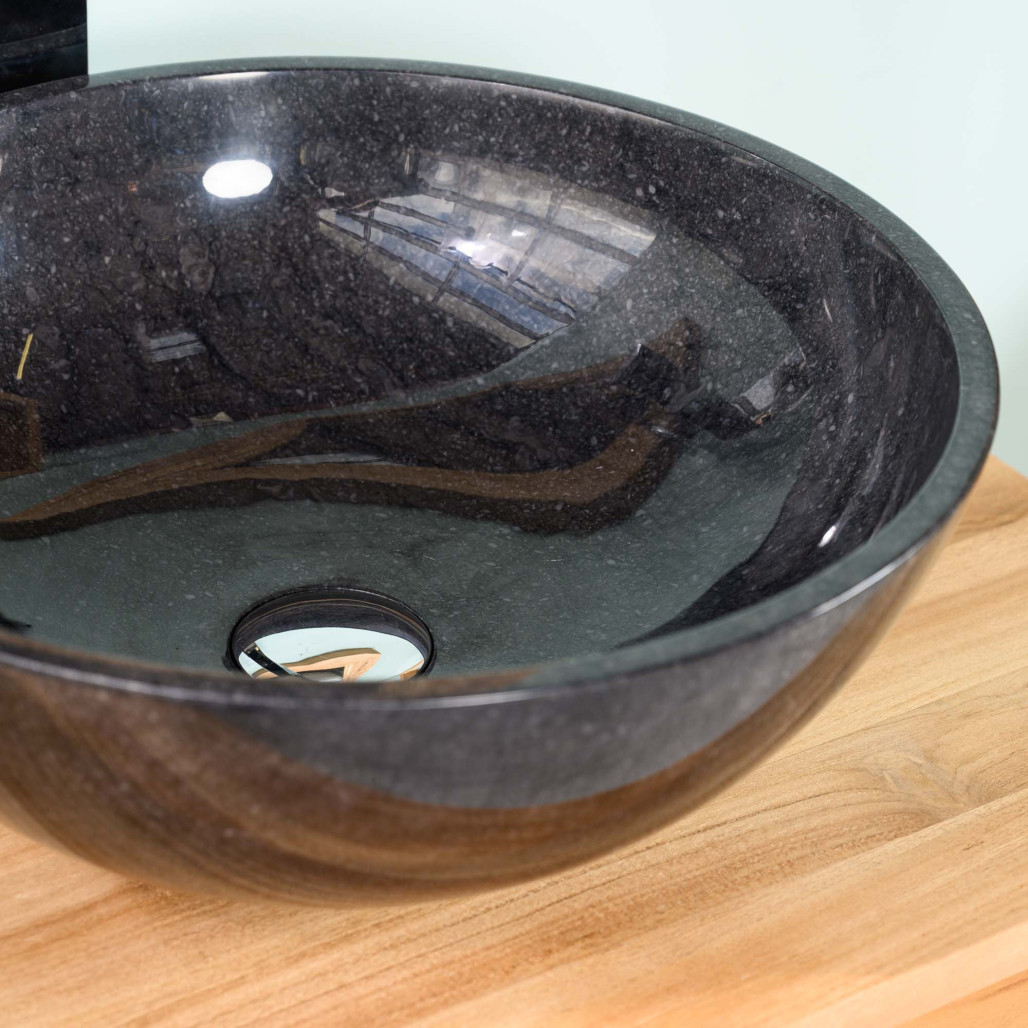 Lavabo encimera de mármol negro cuarto de baño Léa 40 cm