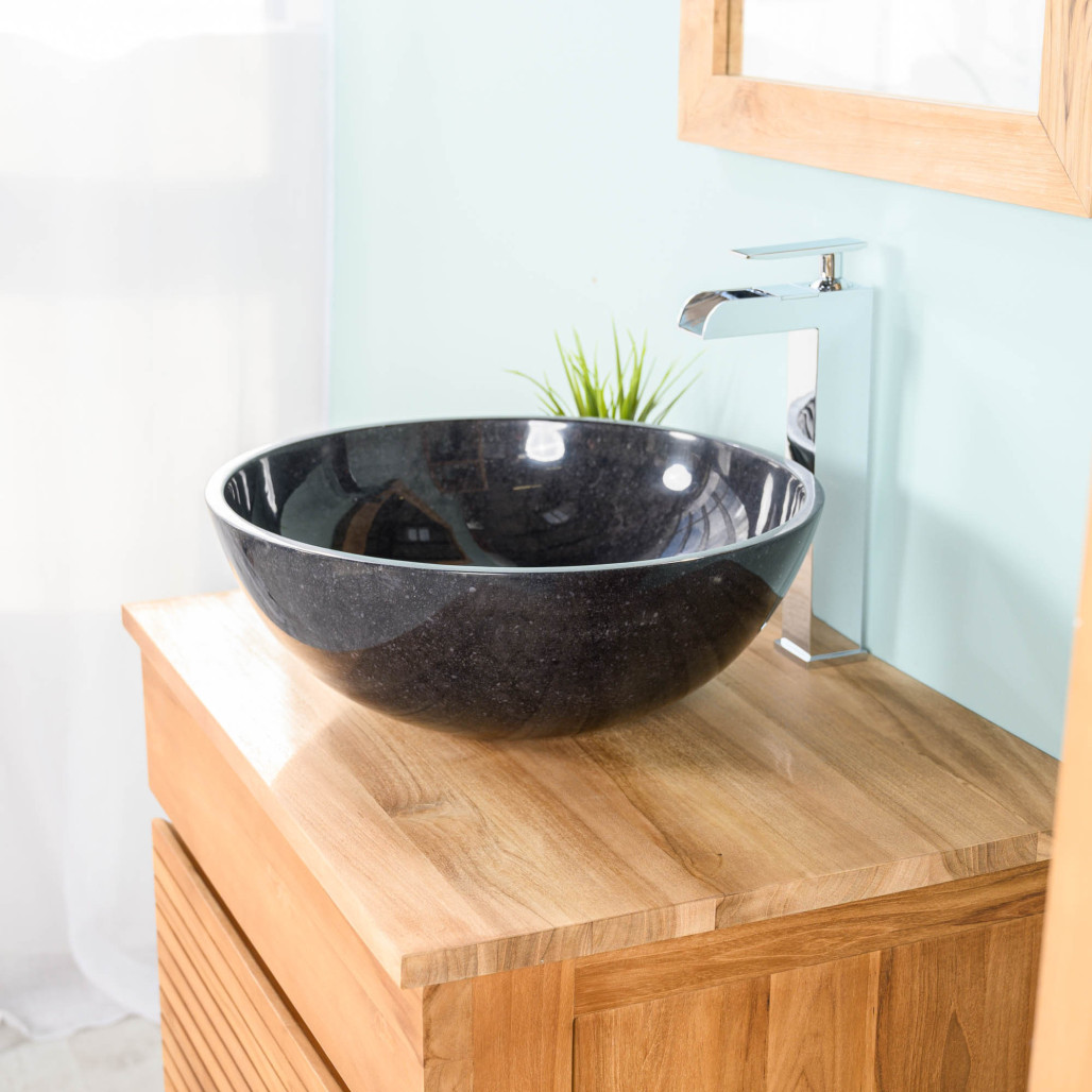 Lavabo encimera de mármol negro cuarto de baño Léa 40 cm