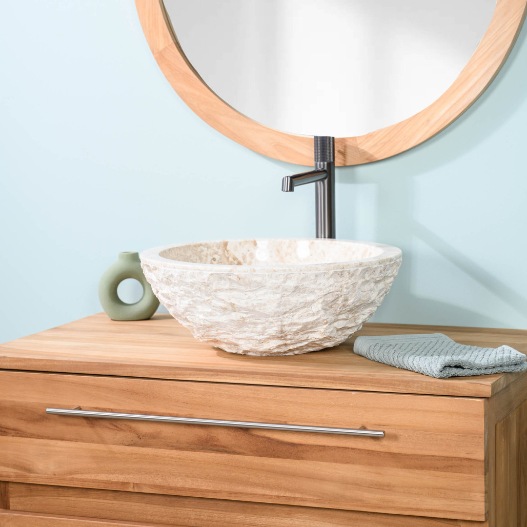 Lavabo sobre encimera Roma de mármol crema 40 cm