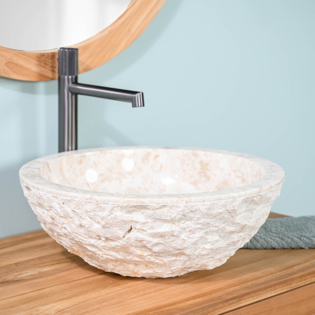 Lavabo sobre encimera Roma de mármol crema 40 cm