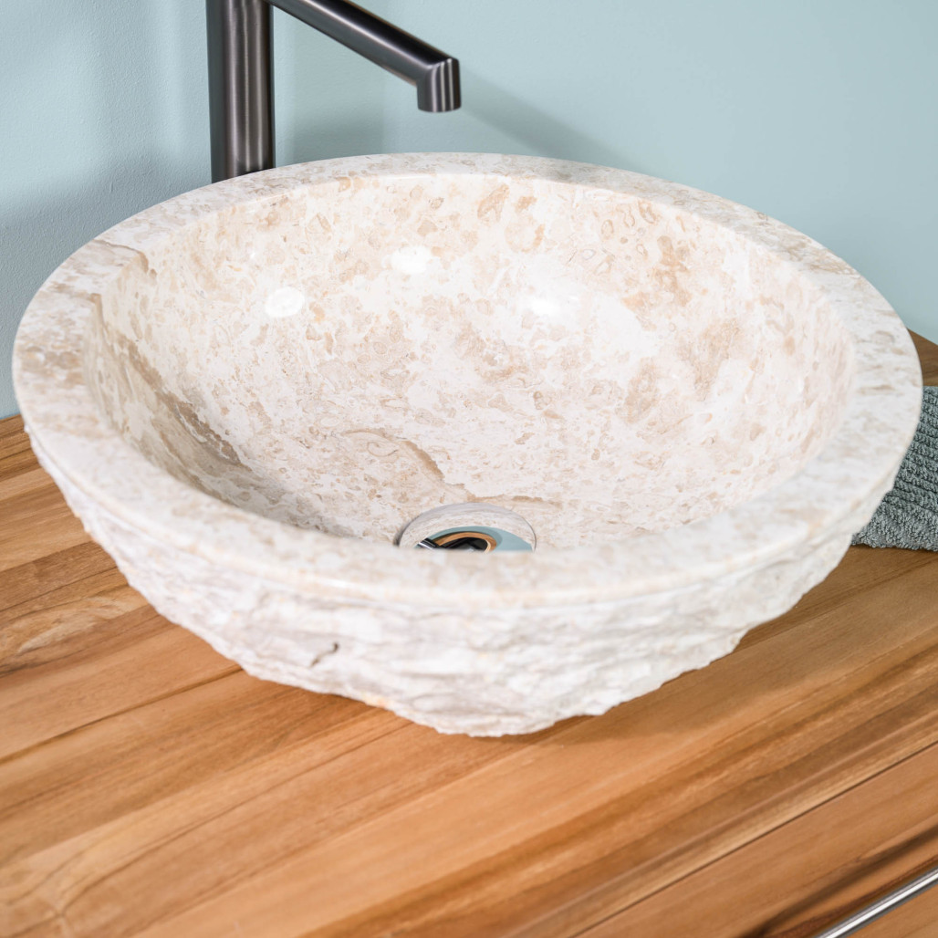 Lavabo sobre encimera Roma de mármol crema 40 cm