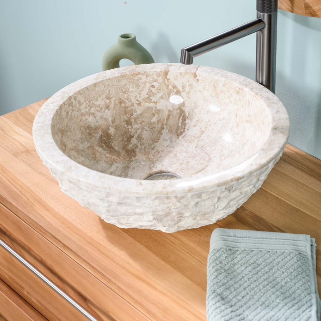 Lavabo sobre encimera Roma de mármol crema 40 cm