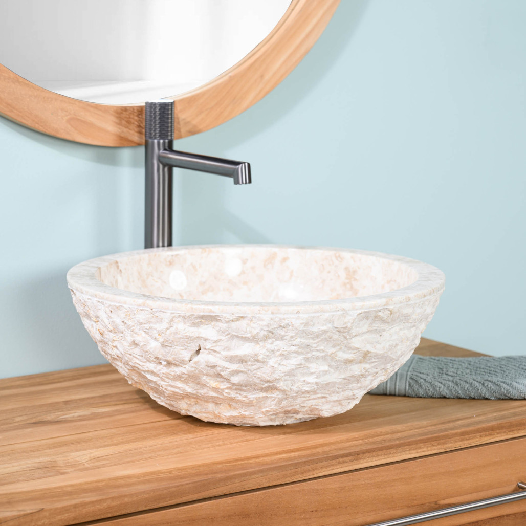 Lavabo sobre encimera Roma de mármol crema 40 cm