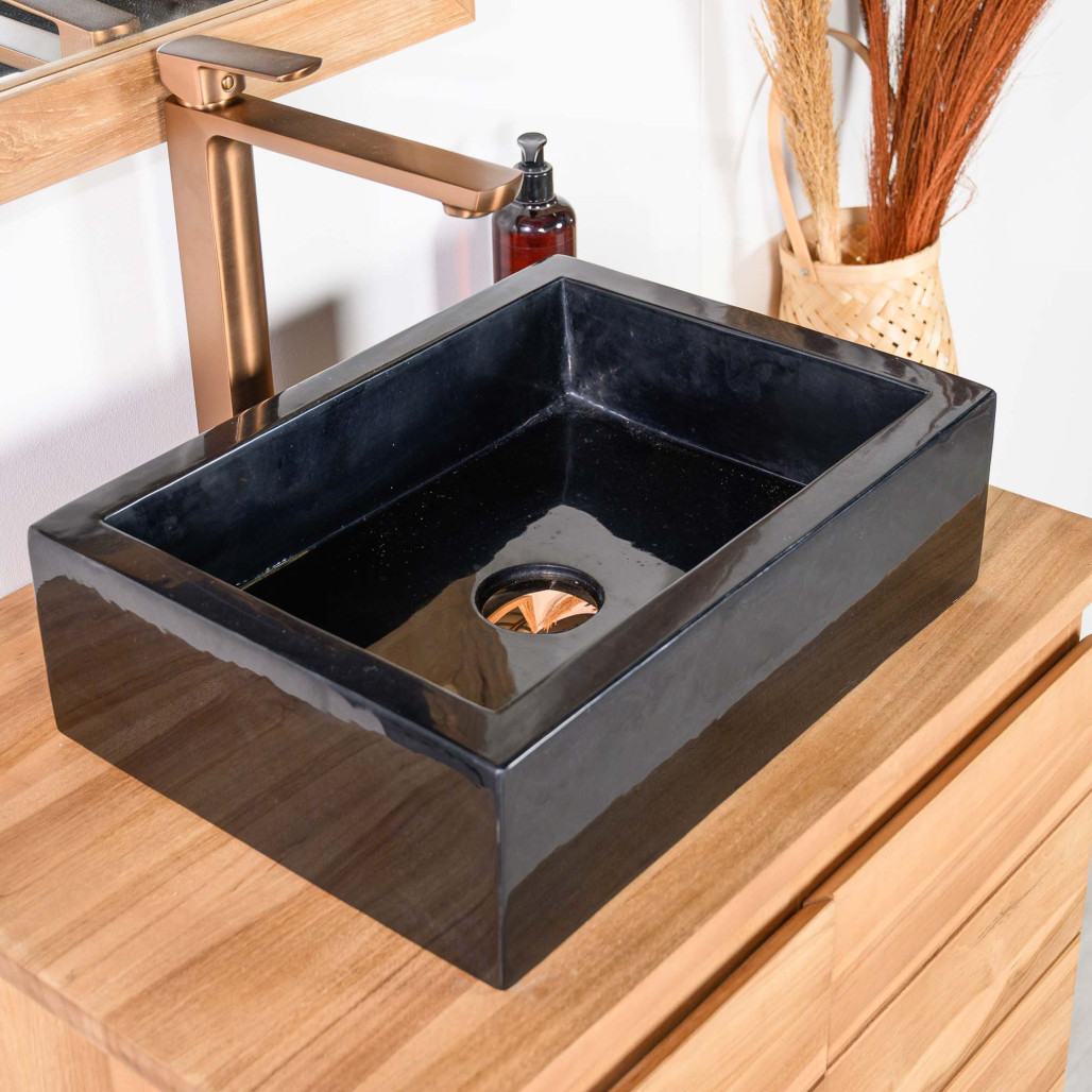 Lavabo en mármol Milán negro l Wanda Collection