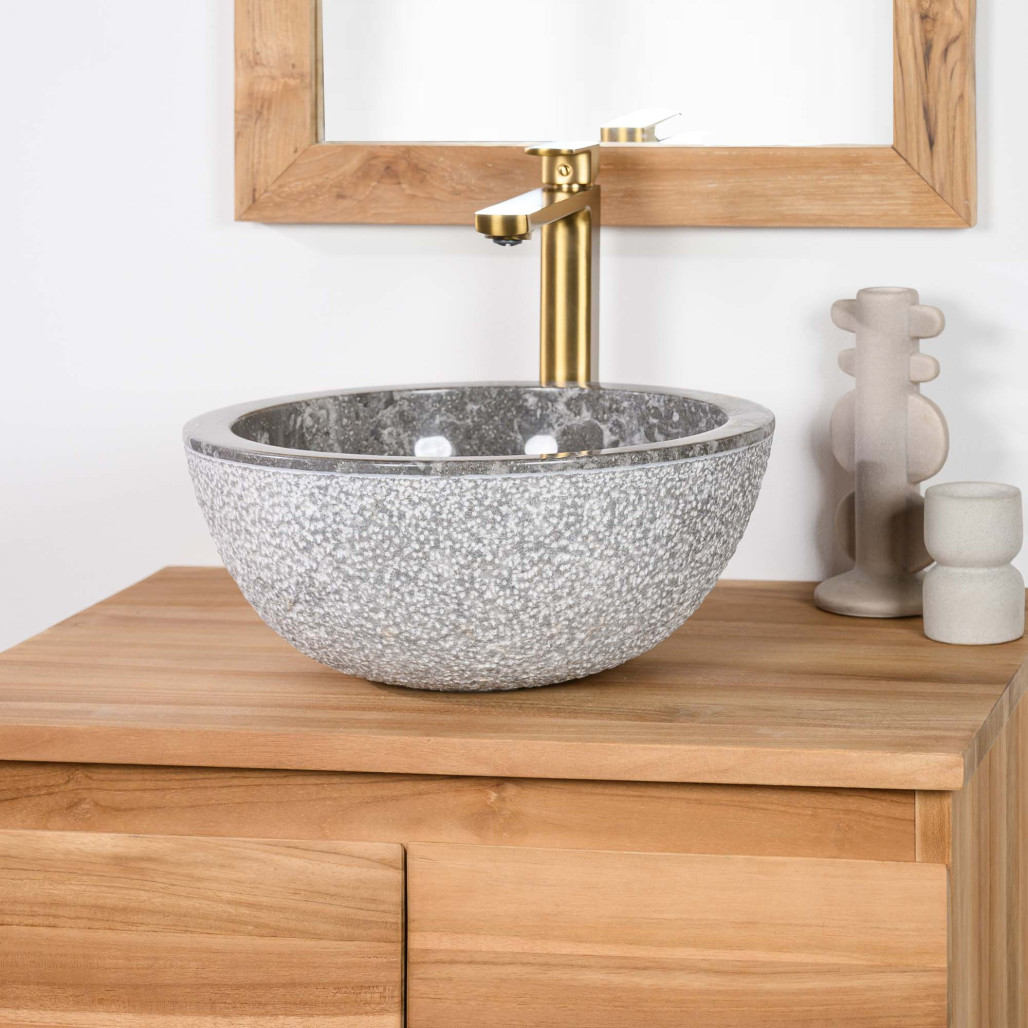 Lavabo sobre encimera de mármol Estrómboli gris 35 cm