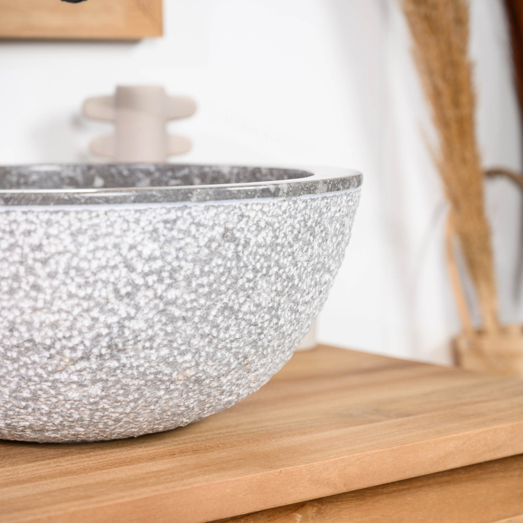 Lavabo sobre encimera de mármol Estrómboli gris 35 cm