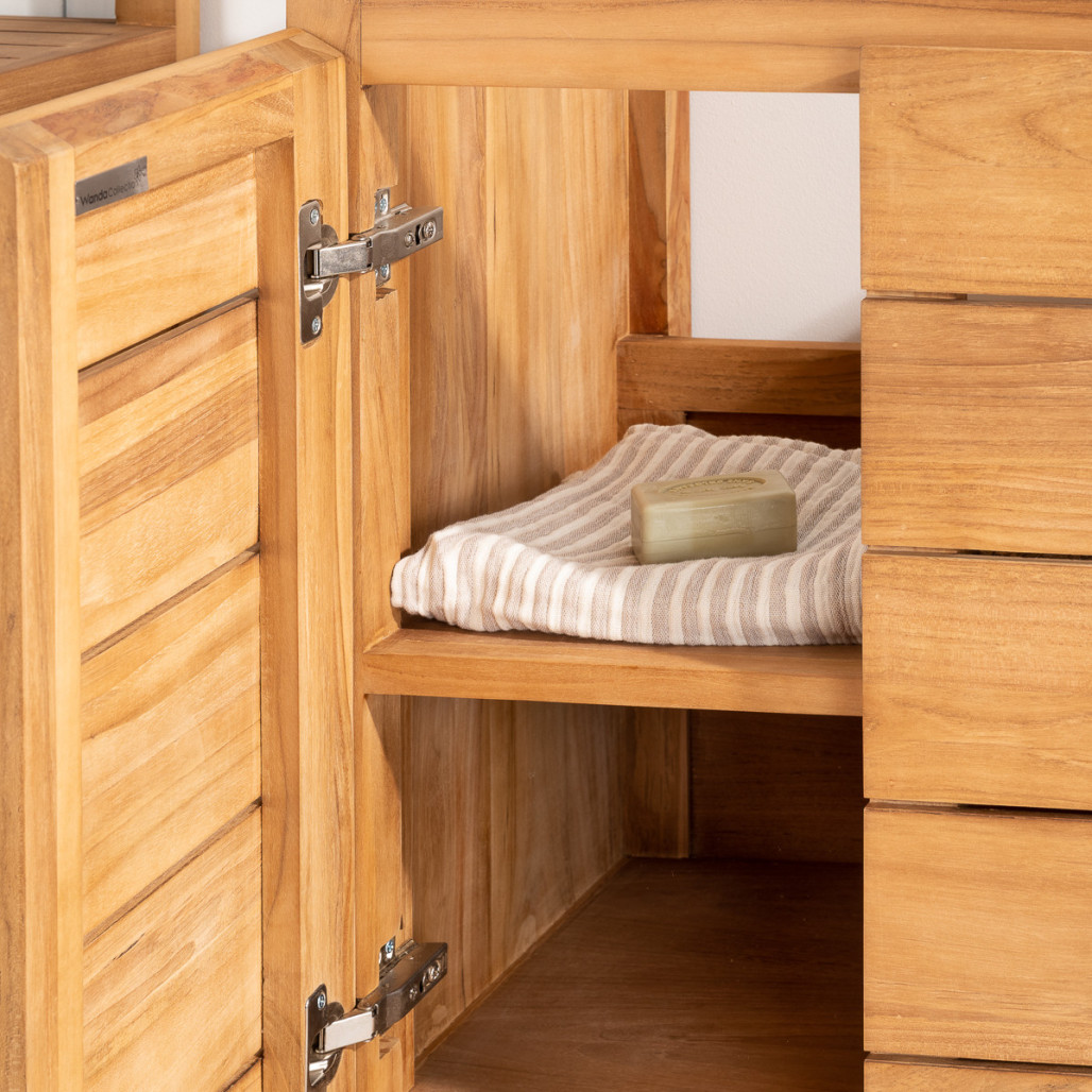 Mueble de teca con lavabo cerámico 60 cm - Baño - Wanda collection