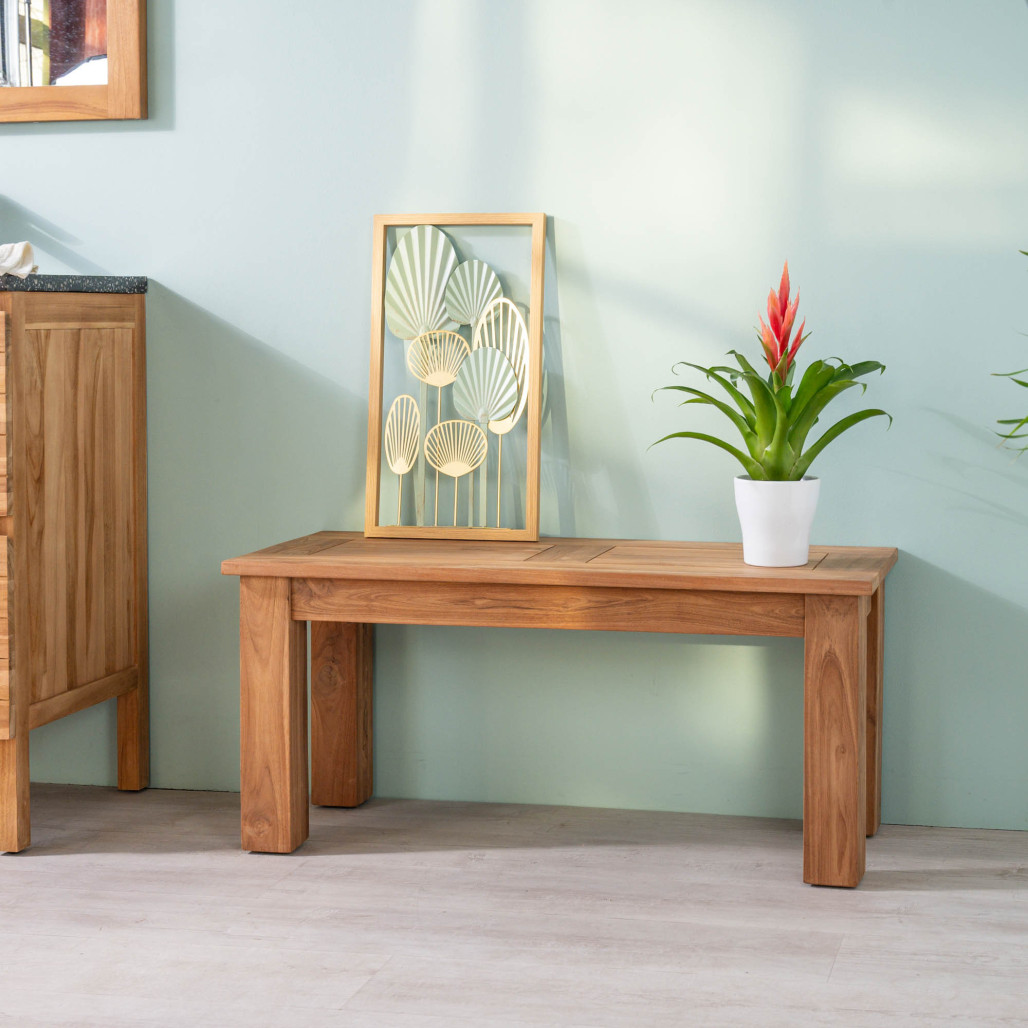 Banco de baño de teca maciza Matado 100 cm