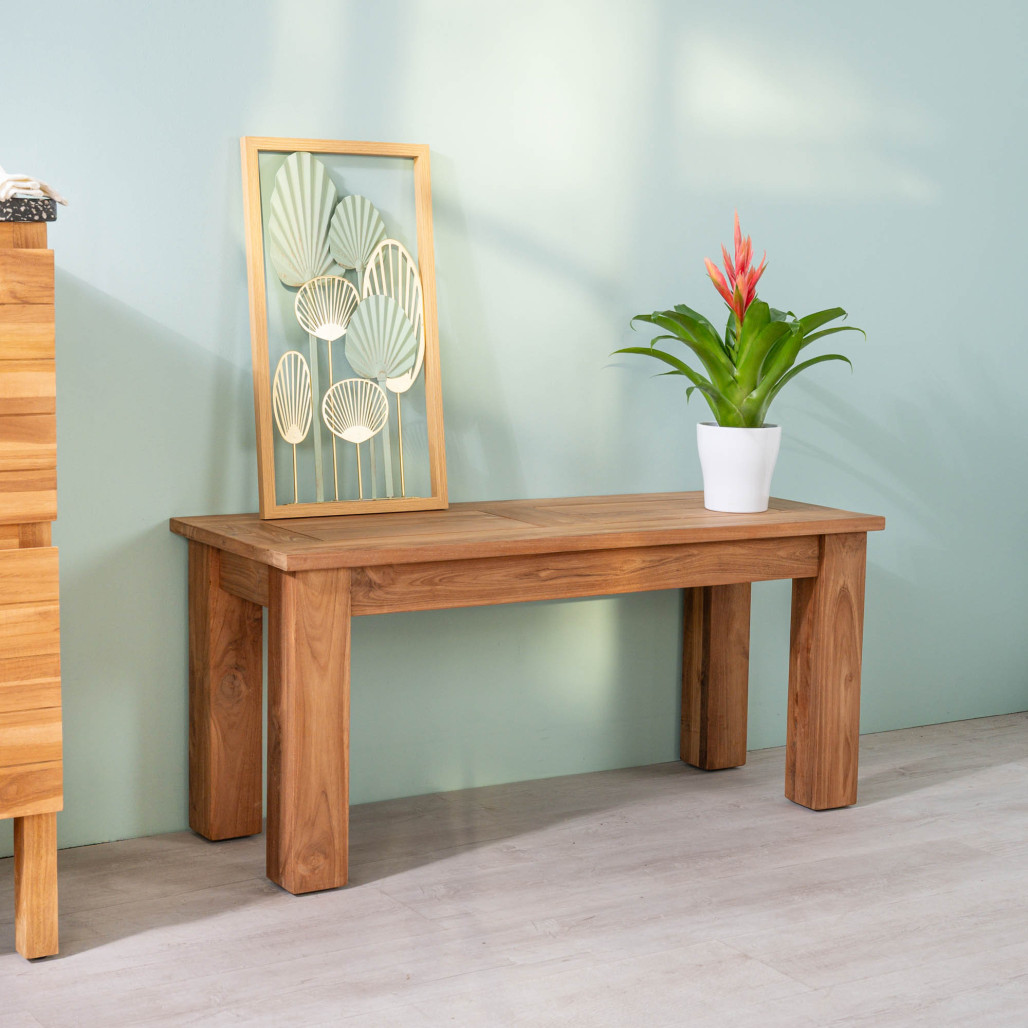 Banco de baño de teca maciza Matado 100 cm