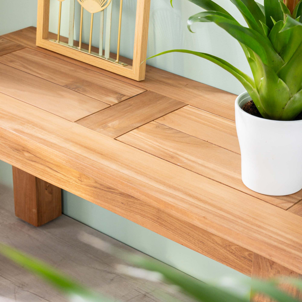 Banco de baño de teca maciza Matado 100 cm