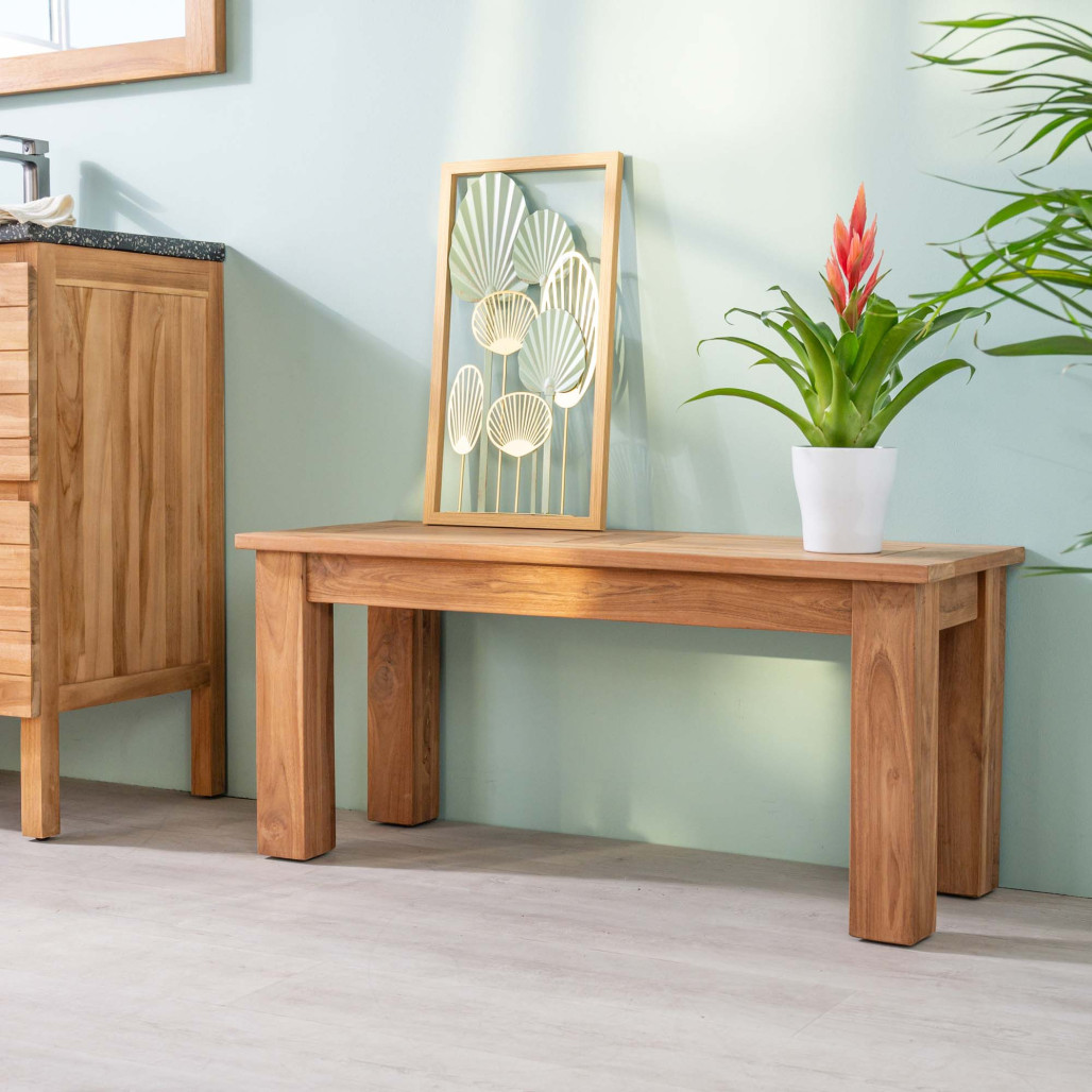 Banco de baño de teca maciza Matado 100 cm