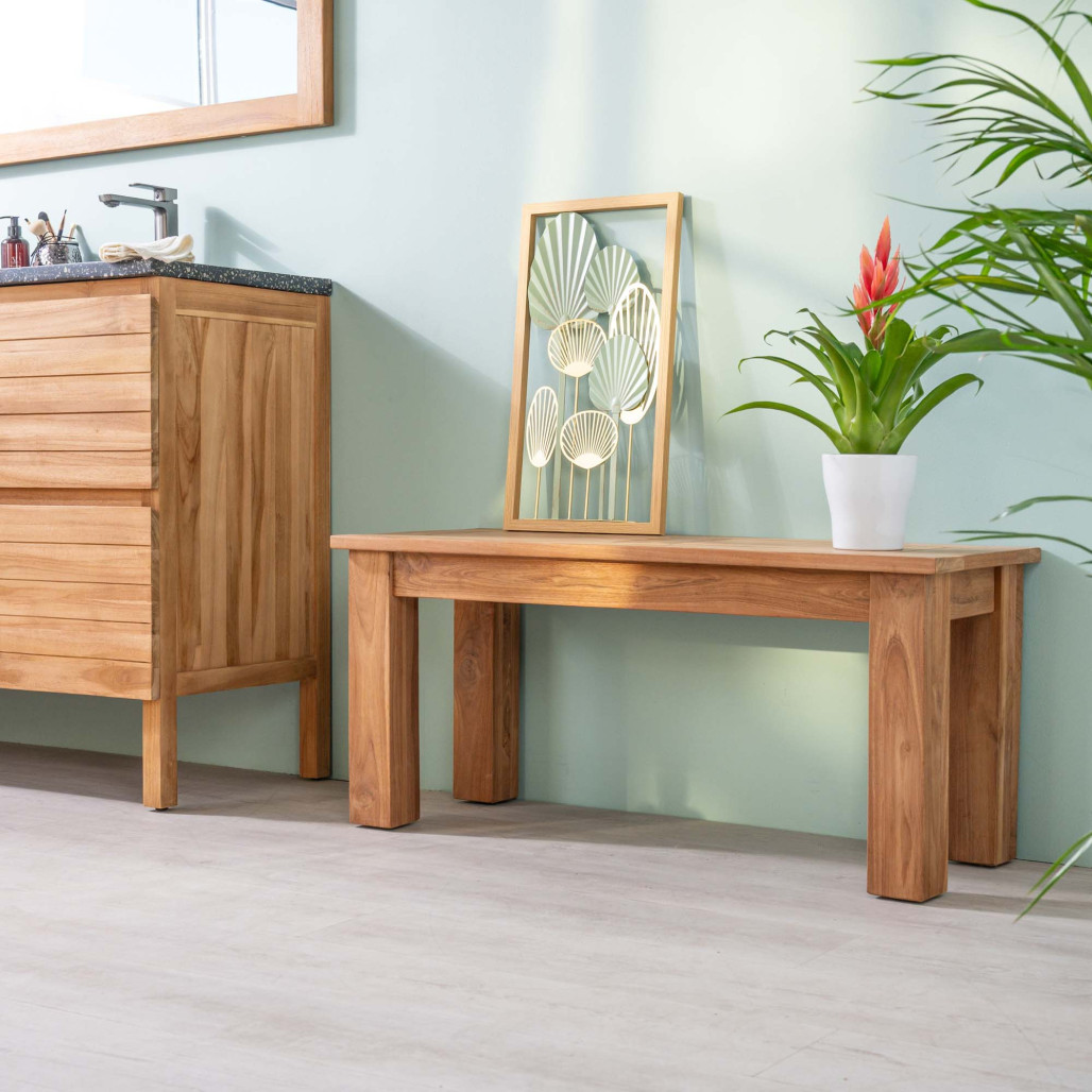 Banco de baño de teca maciza Matado 100 cm