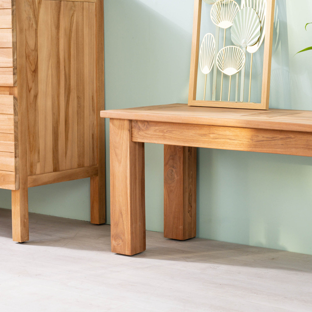 Banco de baño de teca maciza Matado 100 cm