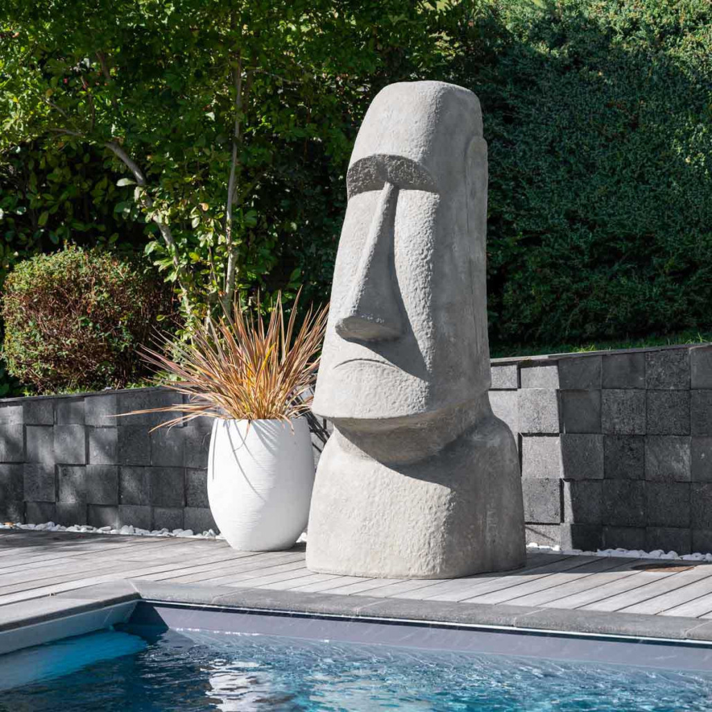 Estatua gigante de jardí­n moai de isla de pascua en fibrocemento 2m