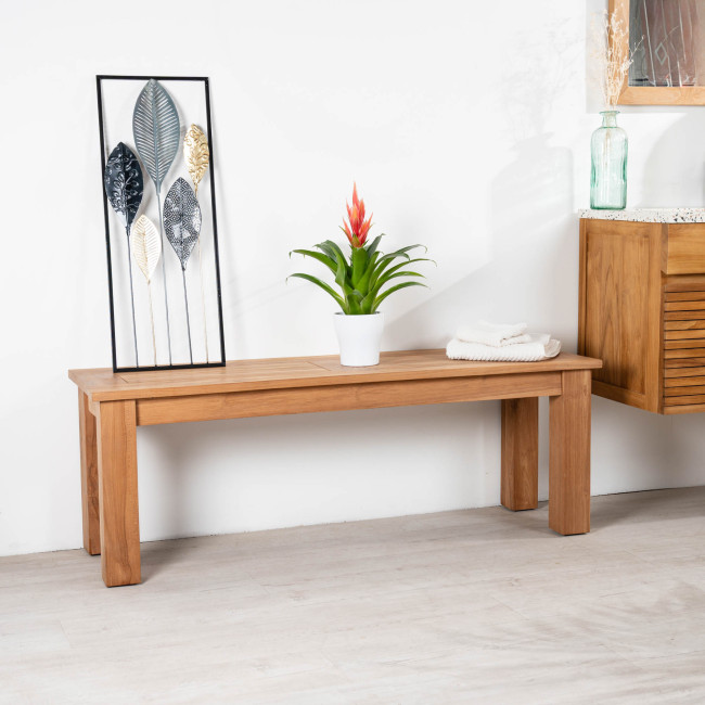 Banco de jardín de teca maciza Matado 130 cm