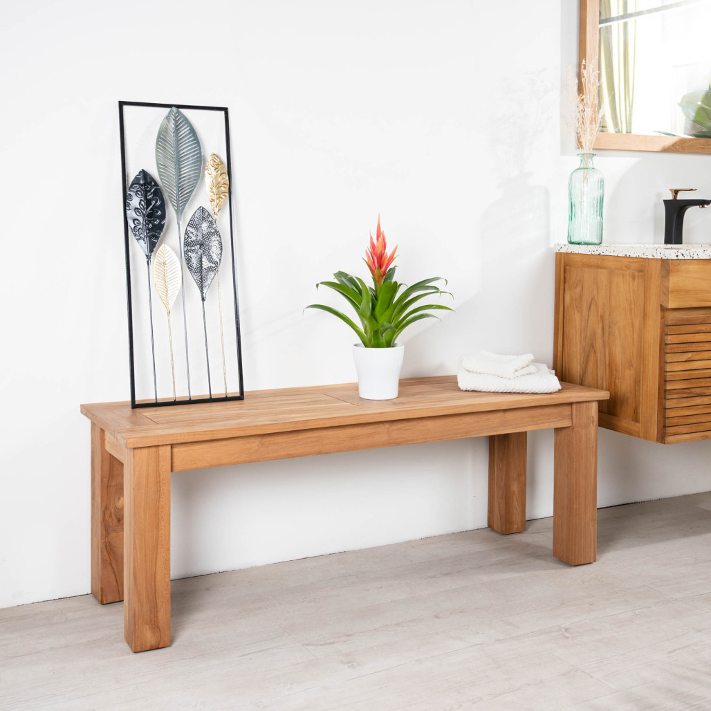 Banco de jardín de teca maciza Matado 130 cm