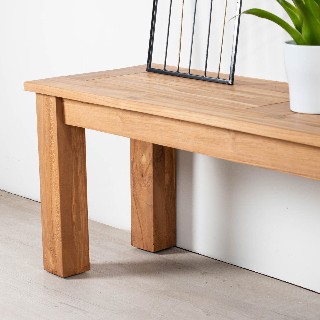 Banco de jardín de teca maciza Matado 130 cm