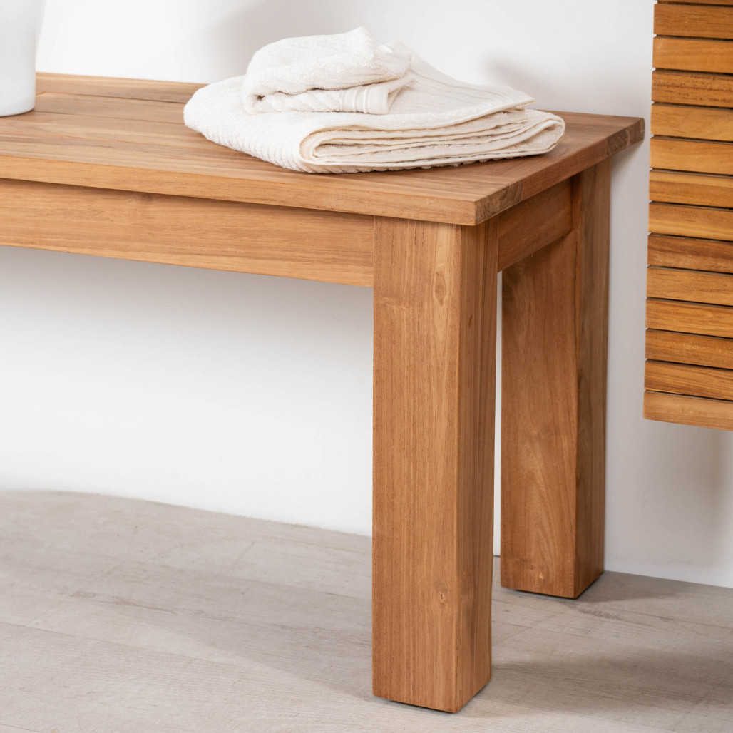 Banco de jardín de teca maciza Matado 130 cm