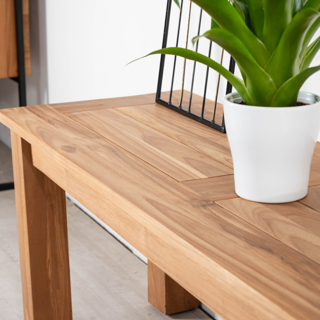 Banco de jardín de teca maciza Matado 130 cm