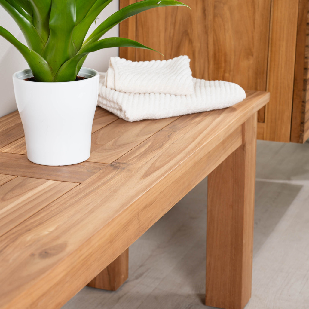 Banco de jardín de teca maciza Matado 130 cm