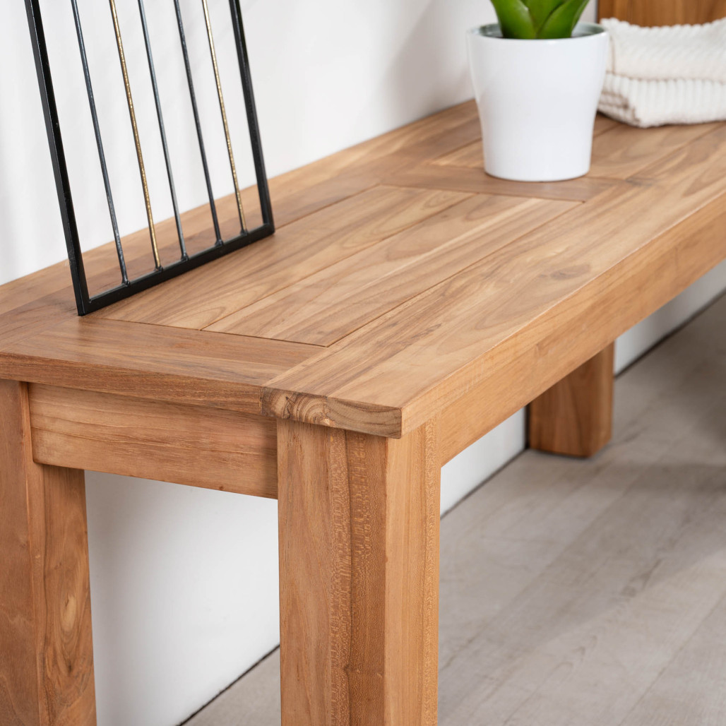 Banco de jardín de teca maciza Matado 130 cm